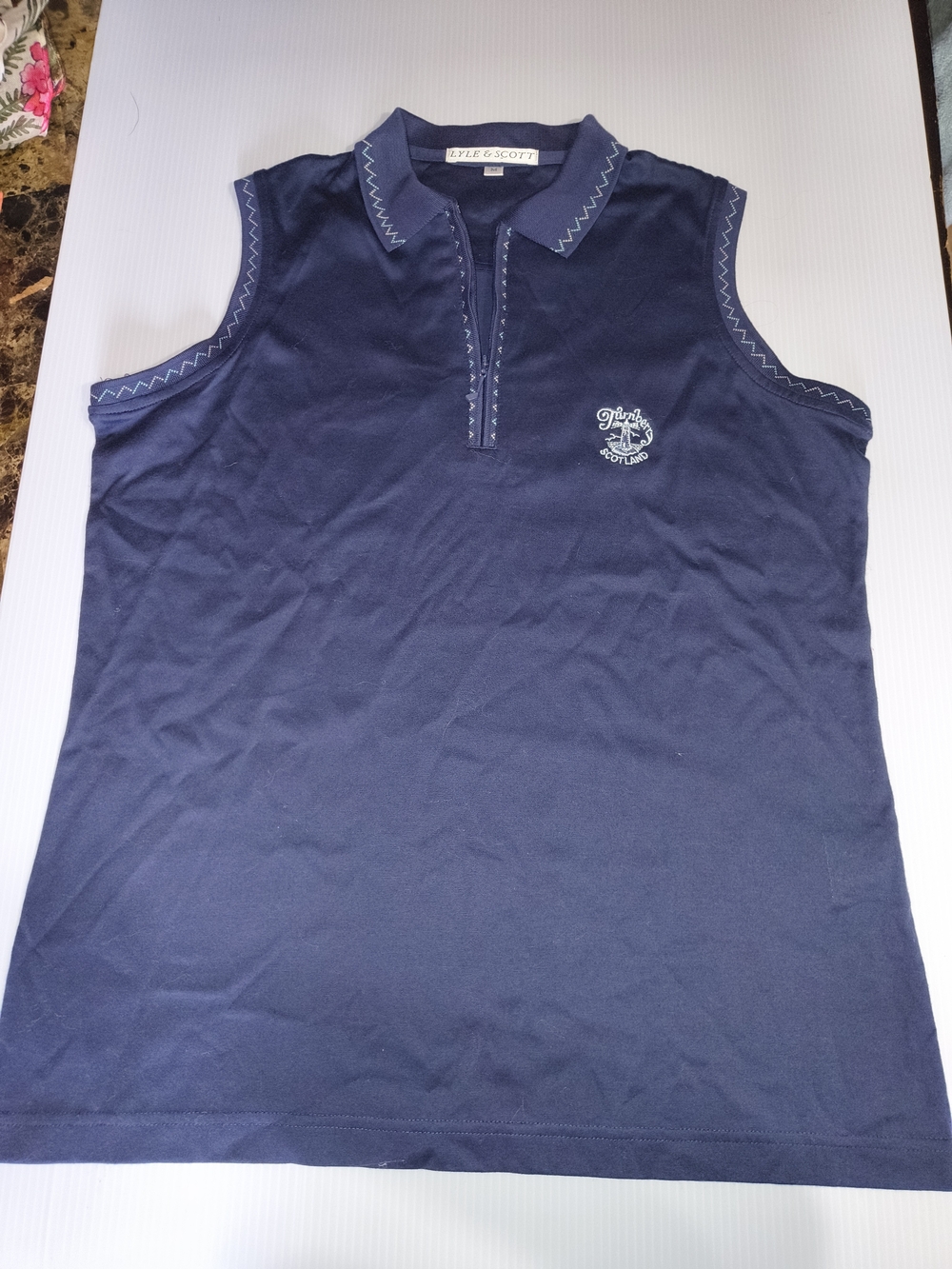 Vintage Lyle & Scott Scotland "Turnberry" Sleeveless Quarter-Zip Golf Polo – M